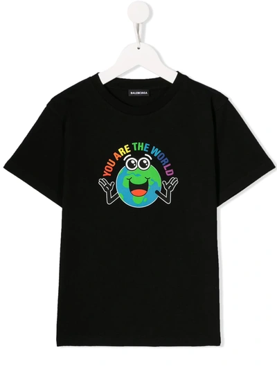 Shop Balenciaga You Are The World T-shirt In Black