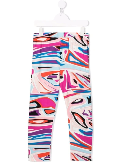 Shop Emilio Pucci Junior Graphic-print Cotton Leggings In Pink