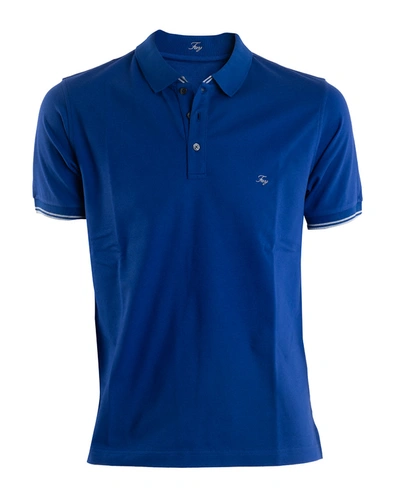 Shop Fay Stretch Polo Shirt In Blue