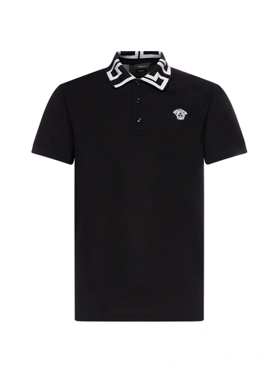 Shop Versace Polo Shirt In Nero Bianco