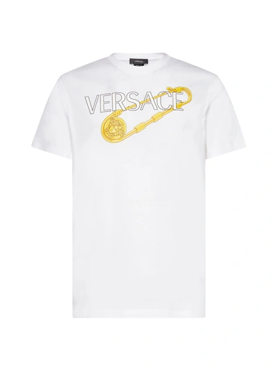 Shop Versace T-shirt In Bianco Ottico