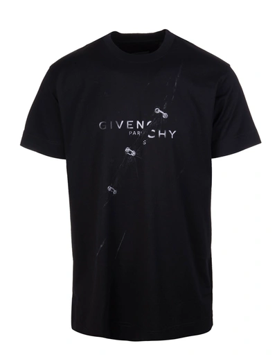 Shop Givenchy Man  Black Oversize T-shirt With Trompe Loeil Effect