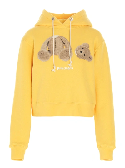 Shop Palm Angels Bear Hoodie In Giallo
