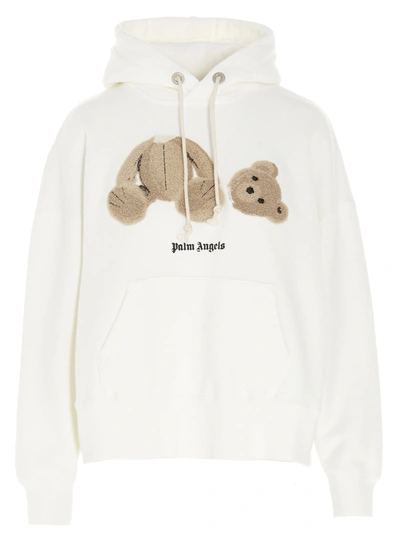Shop Palm Angels Bear In Love Hoodie In White