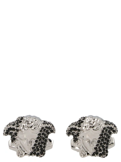 Shop Versace Medusa Cufflinks In Silver