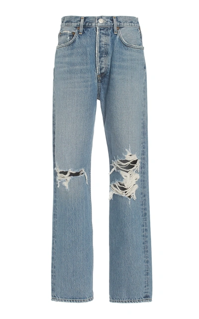 Shop Agolde Women's 90's Pinch-waist Rigid High-rise Organic Cotton Straight-leg Jeans In Medium Wash