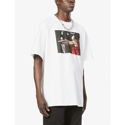 Shop Off-white Caravaggio Graphic-print Cotton-jersey T-shirt In White Red