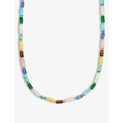 Shop Missoma Womens Gold Multi-coloured 18ct Yellow Gold-plated Brass Bead Necklace In Blue/white/yellow