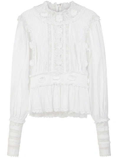 Shop Dolce & Gabbana Lace-embellished Cotton Poplin Shirt In White