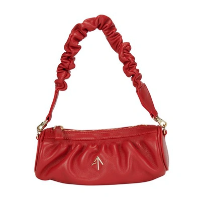 Shop Manu Atelier Mini Ruched Cylinder Xx Bag In Red