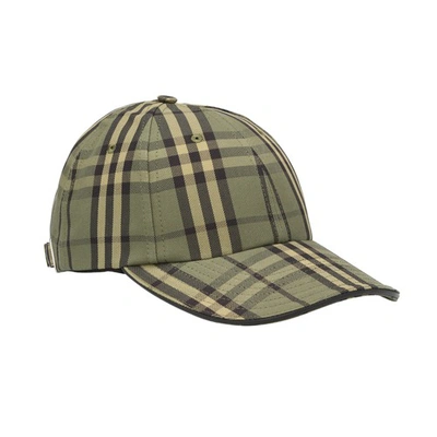 Shop Burberry Printed Cap In Green Icon Check