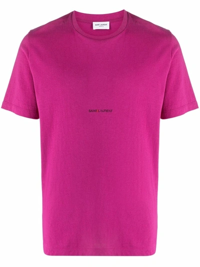 Shop Saint Laurent Logo-print T-shirt In Pink