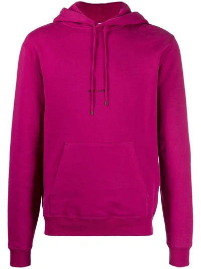 Shop Saint Laurent Logo-print Oversized Hoodie In Pink