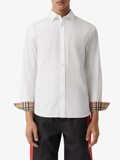 Shop Burberry Slim-fit Cotton Shirt In White