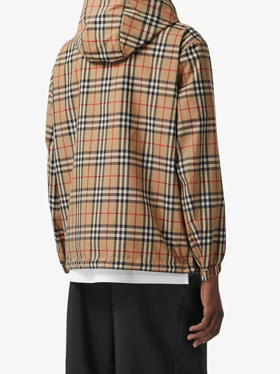 Shop Burberry Checked Nylon Jacket In Beige