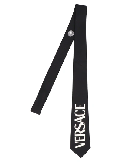 Shop Versace Tie In Nero Bianco