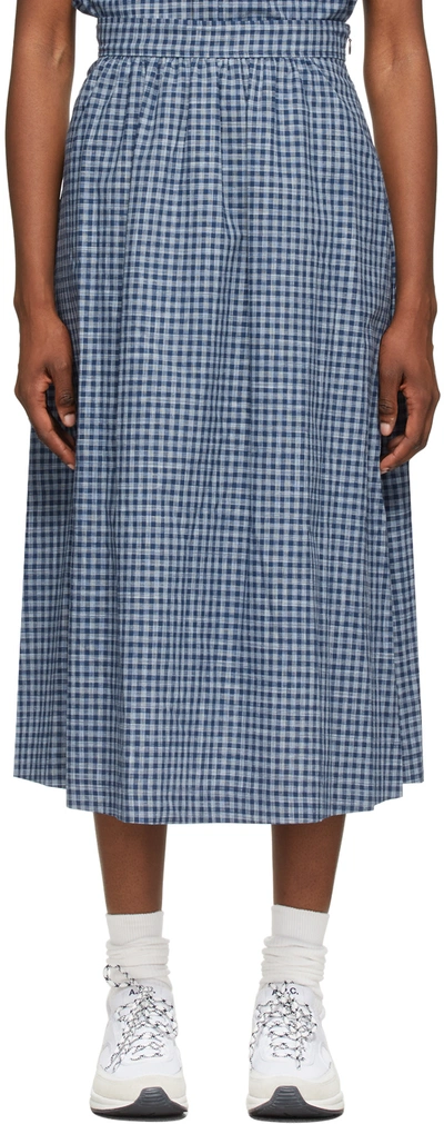 Shop Apc Navy & Grey Ravenna Mid-length Skirt In Iaj Navy