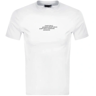 Shop Armani Collezioni Emporio Armani Crew Neck Logo T Shirt White