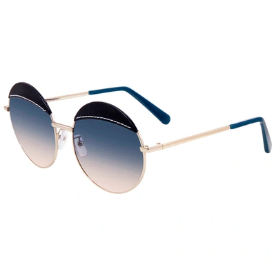 Shop Loewe Blue Gradient Round Ladies Sunglasses Lw40007u33w58