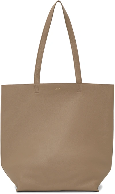 Shop Apc Beige Maiko Shopping Tote In Bae Taupe