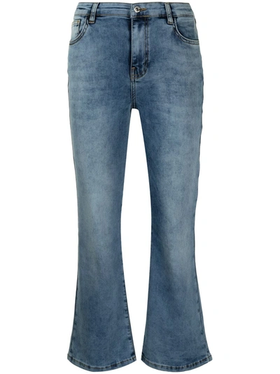 Shop Twinset Faded Cropped Jeans In Blue