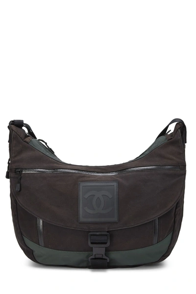 Pre-owned Chanel Black & Green Canvas Sportline Messenger Large