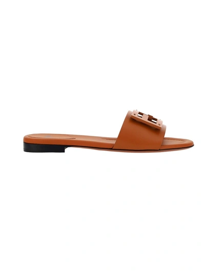 Shop Fendi Signature Ff Baguette Sandals In Brown
