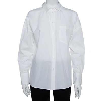 VALENTINO Pre-owned White Cotton Neck Tie Detail Oversized Shirt S