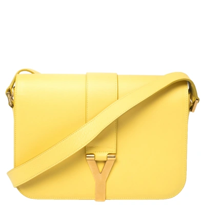 Pre-owned Saint Laurent Yellow Leather Ligne Y Crossbody Bag