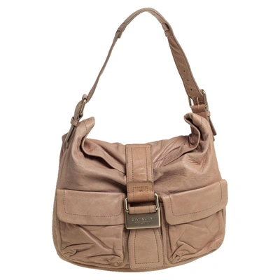Pre-owned Givenchy Beige Leather Front Pocket Hobo