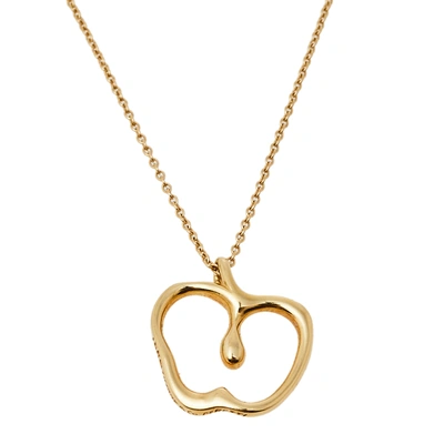 Pre-owned Tiffany & Co Elsa Peretti Apple 18k Yellow Gold Pendant Necklace
