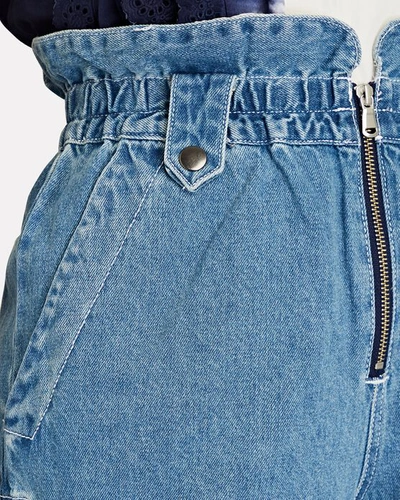 Shop Sea Maura Zip Front Denim Shorts In Medium Wash Denim
