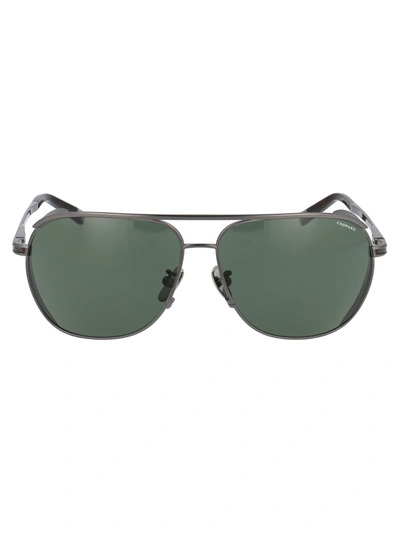 Shop Chopard Eyewear Logo Embossed Aviator Frame Sunglasses In Silver