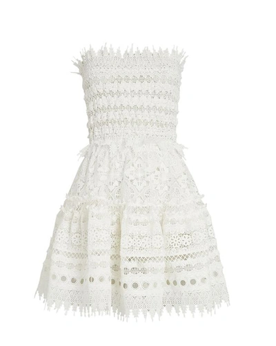 Shop Waimari Vallarta Smocked Strapless Mini Dress In White