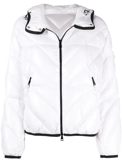 Shop Moncler White Brouel Chevron Quilted Jacket