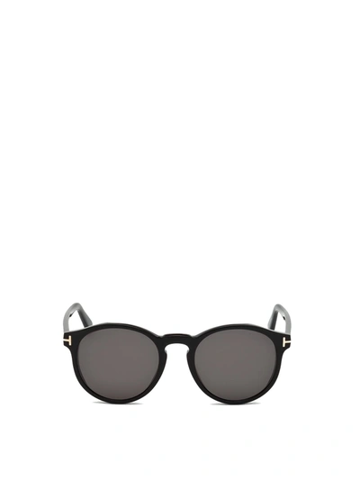 Shop Tom Ford Eyewear Ian Round Frame Sunglasses In Black
