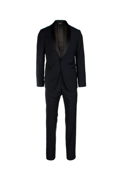 Shop Z Zegna Single Breasted Tuxedo Suit In Navy