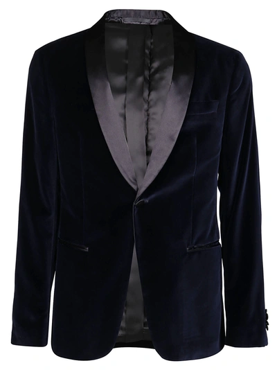 Shop Z Zegna Single Breasted Velvet Tuxedo Blazer In Blue