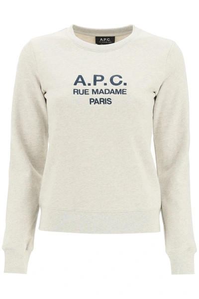 Shop Apc A.p.c. Tina Logo Embroidered Sweatshirt In Grey