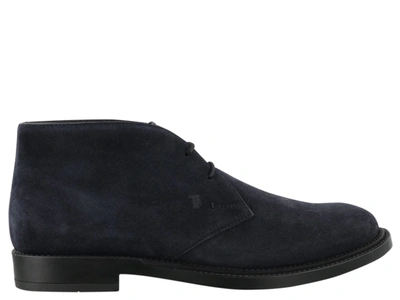 Shop Tod's Desert Ankle Boots In Navy