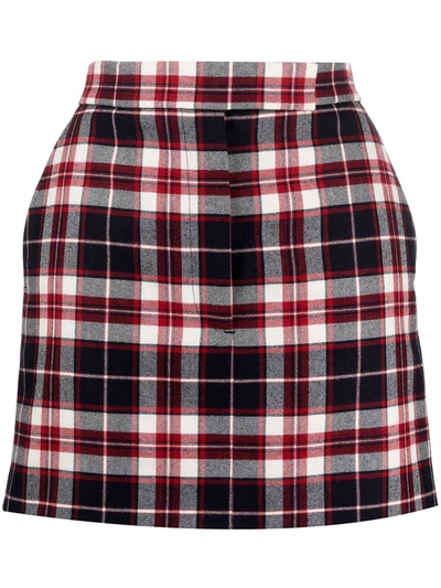 Shop Thom Browne Tartan Check Wool Miniskirt In Red
