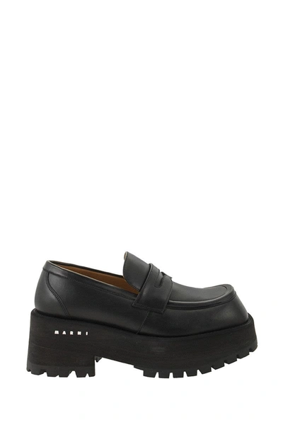 Shop Marni Soft Nappa Loafer In Black