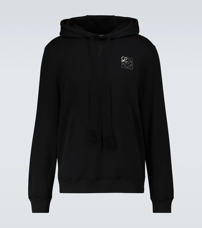 Shop Loewe Anagram Hooded Sweatshirt In Black