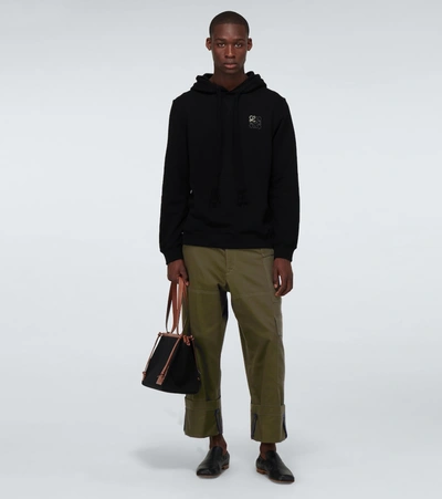 Shop Loewe Anagram Hooded Sweatshirt In Black