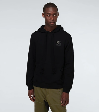 Shop Loewe Anagram Hooded Sweatshirt In Black