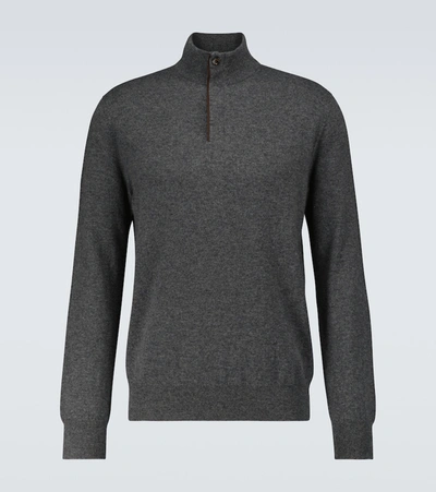 Shop Ermenegildo Zegna Half-zipped Cashmere Sweater In Grey