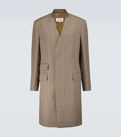 Shop Maison Margiela Houndstooth Wool Coat In Brown