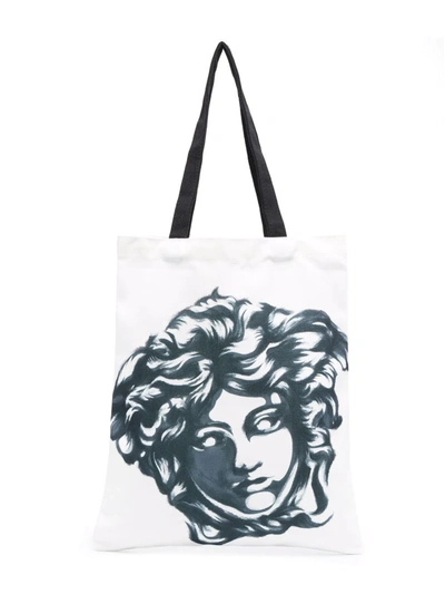 Shop Versace Medusa-head Motif Tote Bag In White