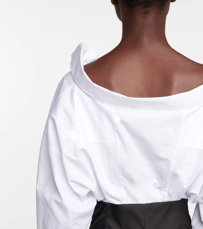 Shop Prada Re-nylon And Cotton Shirt Dress In White