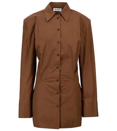 Shop Attico Cotton Shirt Dress In Brown